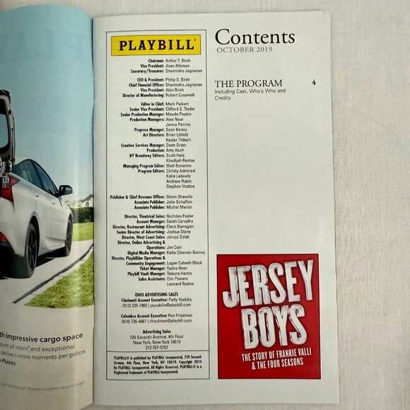 Jersey Boys Playbill October 2019 Aronoff Center Cincinnati Ohio The Four Season - Picture 9 of 13